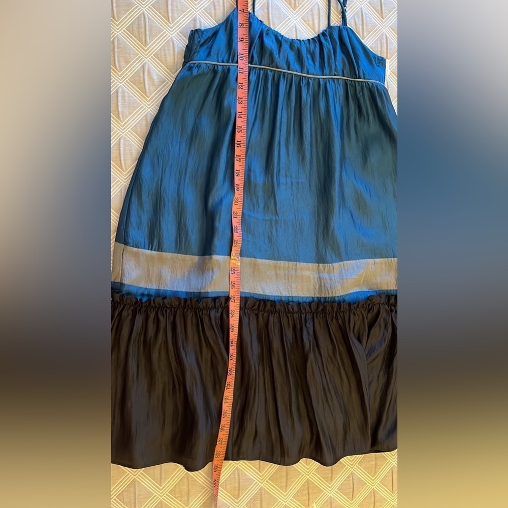 Twist teal and black flowy summer dress size US 8 - Picture 5 of 9